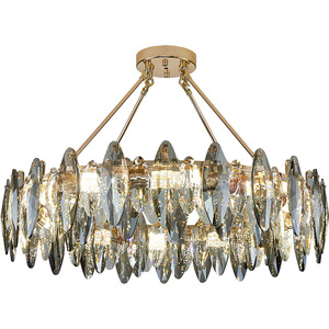 Lámpara de araña de cristal redonda con múltiples cabezales E27 LED para sala de estar, comedor, dormitorio, luz de techo para el hogar - Product Image 4
