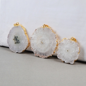 Csja — pendentif en cristal de quartz, avec fleur de <span class=keywords><strong>soleil</strong></span> blanche, druse, bijou solaire, minéraux, G0829 - Product Image 1