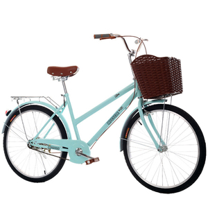 Vélo de ville vintage <span class=keywords><strong>hollandais</strong></span> 24/<span class=keywords><strong>26</strong></span> <span class=keywords><strong>pouces</strong></span> à 6 vitesses avec panier, style café, cadre bas, pour <span class=keywords><strong>femme</strong></span>, en stock usine - Product Image 2