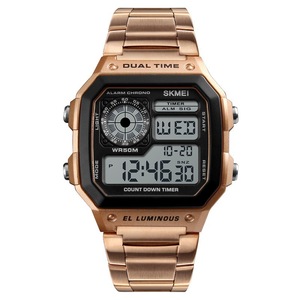 Skmei Digital Watch Men Stainless Steel Band Dual Time Luminous Alarm Stopwatch 5Bar Water Resistant - Product Image 5