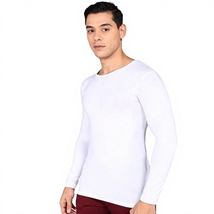 Index Men's White <b>Long</b> <b>Sleeve</b> Performance <b>Undershirt</b> Cotton Polyester Knitted Breathable Sportswear Top - Product Image 1