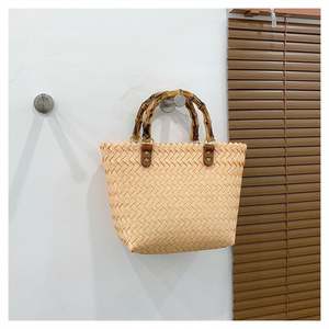 Sac Messager Pour Femmes En Tissu a Pain De Plage Populaire Bandoulière Main Forme C ur Porte Monnaie Rond Paille - Product Image 3