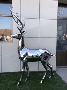 Escultura grande de acero inoxidable, escultura de plástico reforzado con fibra de vidrio de animales facetados geométricos, decoración de parque urbano comercial - Product Image 4