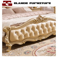 Lit double en cuir de style européen, villa de luxe pour chambre principale, villa haut de gamme, pour mariage français