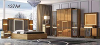 Vente en gros Ensemble de meubles modernes et luxueux pour chambre à coucher Lit double en cuir King & Queen Size avec rangement pour hôtel