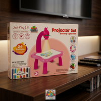 Table de projection interactive pour enfants avec batterie rechargeable, tableau de traçage effaçable, jouet artistique pour 3-6 ans, 24 motifs, 12