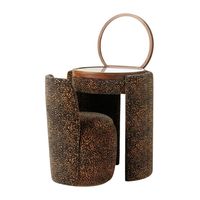 Ensemble coiffeuse et tabouret rembourrés personnalisés motif léopard, en chêne moderne, durable, convertible, de luxe, pour chambre, salle de bain, hôtel