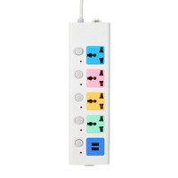 Prise de courant universelle 10A avec interrupteur électrique, 4 prises et 2 ports USB Type-C, rallonge multiprise pour la maison et le bureau