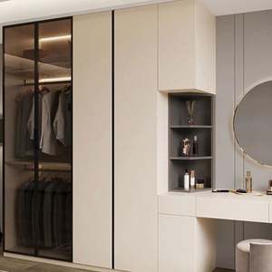Hot Selling Custom Semi-Open Walk-In Wardrobe Modern Design with <b>Glass</b> Door Soft Close Drawer for Home <b>Furniture</b> <b>Bedroom</b> Use - Product Image 3