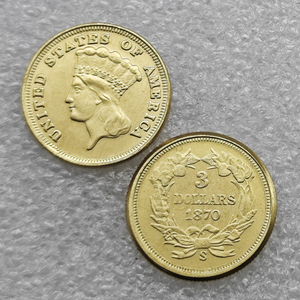 1854,1870,1875,1876 Koin Peringatan "Kepala Putri India" 3 Dolar Amerika Serikat, Hadiah, Dekorasi Rumah - Product Image 4