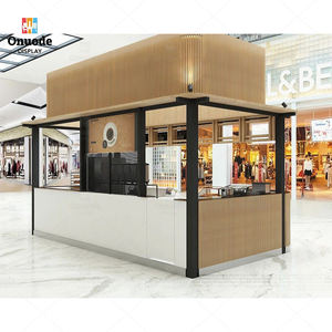 Kiosque de café de luxe pour centre commercial, comptoir élégant en fer et MDF, conception complète pour les magasins de café au détail - Product Image 4