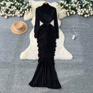 Vestido Largo Casual de Verano 2026 con Cuello Alto y Corte Ajustado, Estilo <span class=keywords><strong>Imperio</strong></span>, Transpirable, Lavable y Antiestático para Primavera - Product Image 3