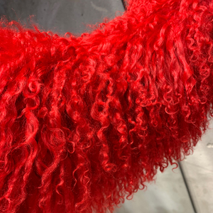 Cropped Mongolian <strong>Fur</strong> Coat Genuine Curly Sheep <strong>Fur</strong> Outerwear Women's Red <strong>Fur</strong> <strong>Jacket</strong> - Product Image 3