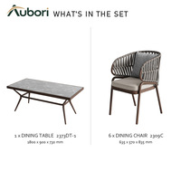 Ensemble de salle à manger d'extérieur 6 places avec structure en alliage d'aluminium, chaises à dossier en toile et coussins moelleux pour jardin et terrasse