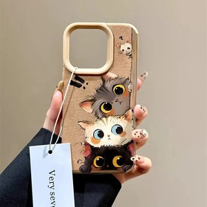 <span class=keywords><strong>Coque</strong></span> de téléphone portable mignonne en <span class=keywords><strong>cuir</strong></span> <span class=keywords><strong>marron</strong></span> antichoc motif chat de dessin animé pour <span class=keywords><strong>iPhone</strong></span> 16 15 Plus 17 Air Pro Max - Product Image 2