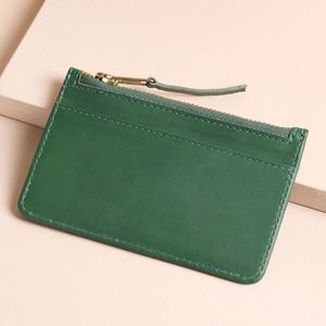 Personalized Name Smooth Leather Credit <b>Card</b> <b>Holder</b> Mini <b>Wallet</b> With Zipper Coin Gift Bag for Men - Product Image 3