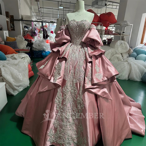 Vestido de Quinceañera Rosa Wx32 con Cuentas, Vestidos de 15 Años con Lentejuelas, Vestidos de Gala para Instagram, Apliques de Encaje, Vestido de Princesa Largo hasta el Suelo - Product Image 6