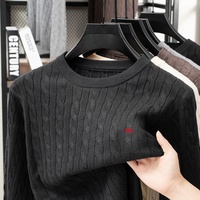 Pull décontracté haut de gamme pour homme en maille torsadée à manches longues et col rond avec broderie motif pique – Vente en gros tendance