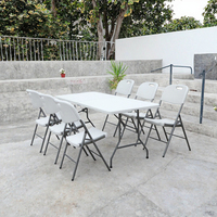 Table pliante portable et étanche de 1,20 m, blanche, rectangulaire, en plastique, pour l'extérieur, mobilier pliable pour banquets, traiteur, repas, camping