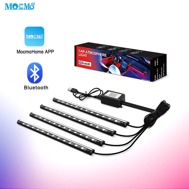 Intelligent APP Magic Car Atmosphere Light 5V APP Mood Floor Ambient Decoration Neon Light Cigarette Charger Led Music Car Light