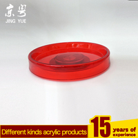 Organisateur de bureau rond en plastique rouge, finition brillante, léger, pré-assemblé, présentoir horizontal