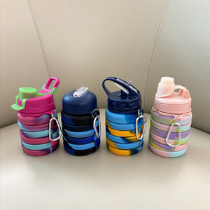 Gobelet d'eau pliable de 500 ml en silicone à motif dégradé, sans BPA, anti-fuite, portable, télescopique, pour le sport et les voyages, directement de l'usine - Product Image 4