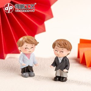 Miniature Cartoon <b>Doll</b> Figurines Wedding Couple Cake Decorations PVC Hugging Pair Blue Pink Black White D1275 - Product Image 3