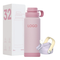 Bouteille de sport portable de haute qualité Hong Ling, en acier inoxydable à double paroi, isotherme, avec couvercle à ouverture rapide