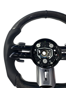 Volant sport en cuir et fibre de carbone pour Mercedes-Benz AMG <span class=keywords><strong>GT</strong></span> A35 <span class=keywords><strong>A45</strong></span> C63 E63 G63 W222 W223, amélioration des performances intérieures - Product Image 3