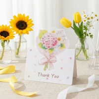 Carte de vœux pour la Saint-Valentin avec bouquet de fleurs, carte pliée avec fleurs, petite carte pour la fête des mères