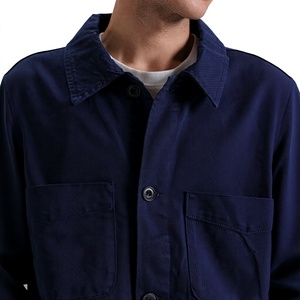 ELYSIAN INDUSTRIES เสื้อแจ็คเก็ตยีนส์ผู้ชาย สีกรมท่า ผ้าฝ้าย ลำลอง ทรงปกติ ปิดด้วยกระดุม สีพื้น ใส่ได้ในฤดูใบไม้ร่วง HIGH STREET - Product Image 4