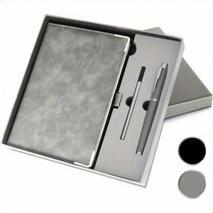 A5 Hardcover Notebook Set Premium Black Gift Box Smooth Writing No Ink Residue Pen Included Leather Cover 100 Sheets - Product Image 1