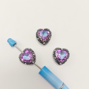 Perles en forme de cœur en diamant coloré avec trous droits pour la fabrication de colliers DIY, accessoires de bijoux, en alliage de zinc - Product Image 2