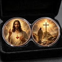Moneda de cobre doble de 1 onza con impresión UV 2D, medalla conmemorativa religiosa de la Sagrada Cruz del Sagrado Corazón de Jesús, venta al por mayor
