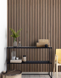 Pannello acustico moderno in fibra di poliestere pannello di <span class=keywords><strong>legno</strong></span> a strisce di griglia ritardante di fiamma concava-convessa parete per TV sfondo da parete - Product Image 5