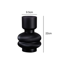 Vase en verre UFO YaFu YF3249 en gros, moderne, gaufré, transparent, décoratif, noir, style européen, pour table, OEM/ODM pour la décoration intérieure