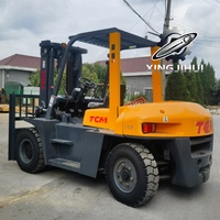 Performa Stabil TCM FD70 Forklift Diesel 7 Ton 4WD Tiang Dua Tingkat Lebar Garpu 150mm Panjang Garpu 1220mm Penggeser Samping Hidrolik