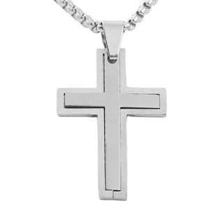 Stainless Steel <b>Cross</b> Pendant Men's Necklace Geometric Design Gift Jewelry 120147 - Product Image 1