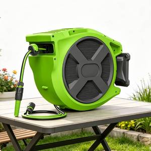 Enrouleur de tuyau automatique VERTAK 15/25/35m en plastique rétractable mural pour air et eau, idéal pour voiture et jardin - Product Image 1