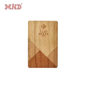 Impresión de logotipo 13,56 MHZ RFID NFC Tarjeta de madera de bambú para gestión
