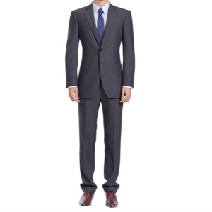 ファッショナブルなメンズビジネススーツ ダークグレー 無地 ノッチドラペル 通気性 プラスサイズ 純毛 エレガント - Product Image 2