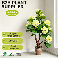 Tanaman Bunga Hydrangea Buatan Vintage 90cm Warna Krem Kuning untuk Dekorasi Wisuda, Kebun, Teras, dan Beranda