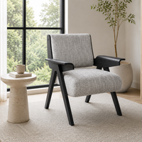 Fauteuil d'appoint traditionnel CARLFORD en tissu gris avec accoudoirs orientaux et pieds métalliques convertibles pour salon, chambre, extérieur et hôtels