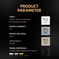 Enchufe de pared 3 en 1 integrado con salida Usb tipo A tipo C combinación de enchufe Schuko y cargador USB de pared rápido estándar de la UE