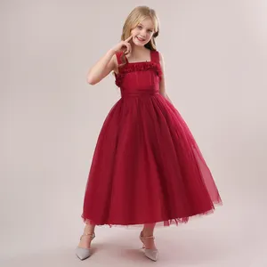 MQATZ 2023 güzel küçük kraliçe çiçek elbise büyük çocuklar için tül elbisesi akşam stilleri kırmızı parti frocks LP-289