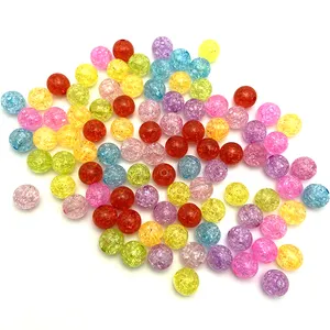 Wholesale 6MM-20MM Acrylic Crackle Cracked Beads Plastic Loose Round Spacer Beads Crafts Beads For Jewelry Making Child Diy