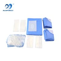 Pack d'angiographie jetable, pack de draps chirurgicaux avec 4 trous, drap d'angiographie