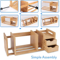 Organisateur de bureau en bambou avec 2 tiroirs, boîte de rangement pour bureau, porte-documents en bois, logo personnalisé