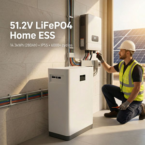 แบตเตอรี่สำรองพลังงานสำหรับบ้านแบบไฮบริดติดผนัง 51.2V 5kWh สามารถวางซ้อนกันได้ พร้อมจอ LCD ในตัว ระบบจัดการแบตเตอรี่ (BMS) รองรับ CAN RS485 NEHC0004 15kwh - Product Image 3