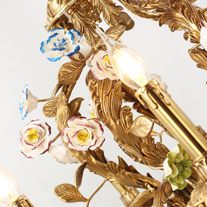 Bijouterie Laiton Or Éclairage Pour Mariage Branche Suspendue <span class=keywords><strong>Suspension</strong></span> <span class=keywords><strong>Luminaire</strong></span> Porcelaine Fleur <span class=keywords><strong>Plante</strong></span> Lustre - Product Image 5